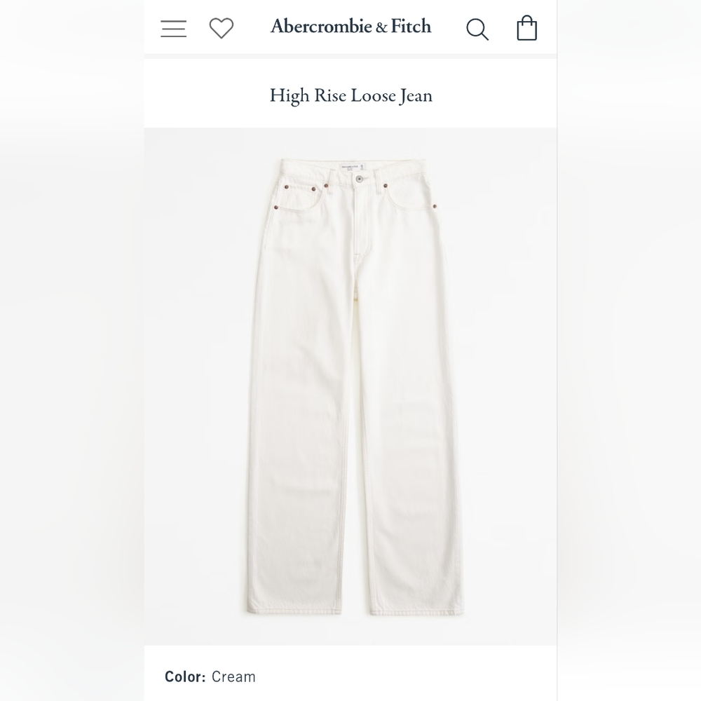 Abercrombie & Fitch The Loose High Rise Jean Cream